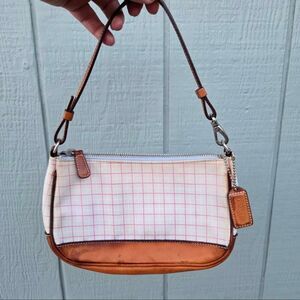 Coach Y2K Demi Blue/Pink Plaid Canvas and Leather Vintage Shoulder Bag